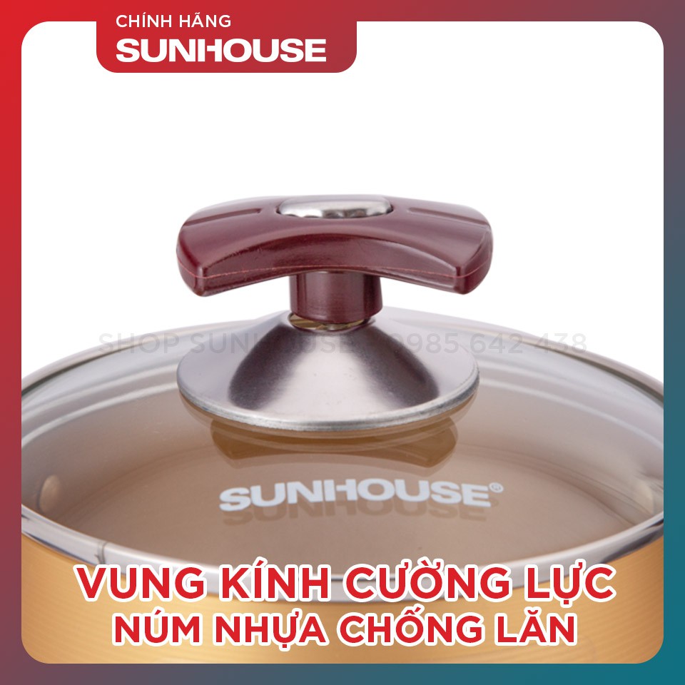 Bộ nồi hợp kim nhôm anod siêu bền SUNHOUSE SH6634 16-20-24cm