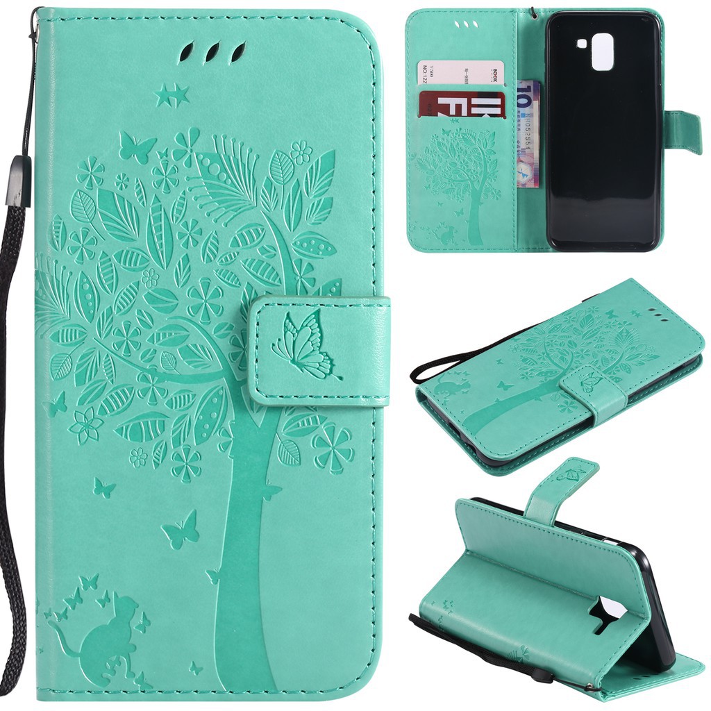 Bao da điện thoại in hoa văn nổi có ngăn đựng thẻ cho Samsung J6 2018/J6 Prime/J6 plus | BigBuy360 - bigbuy360.vn