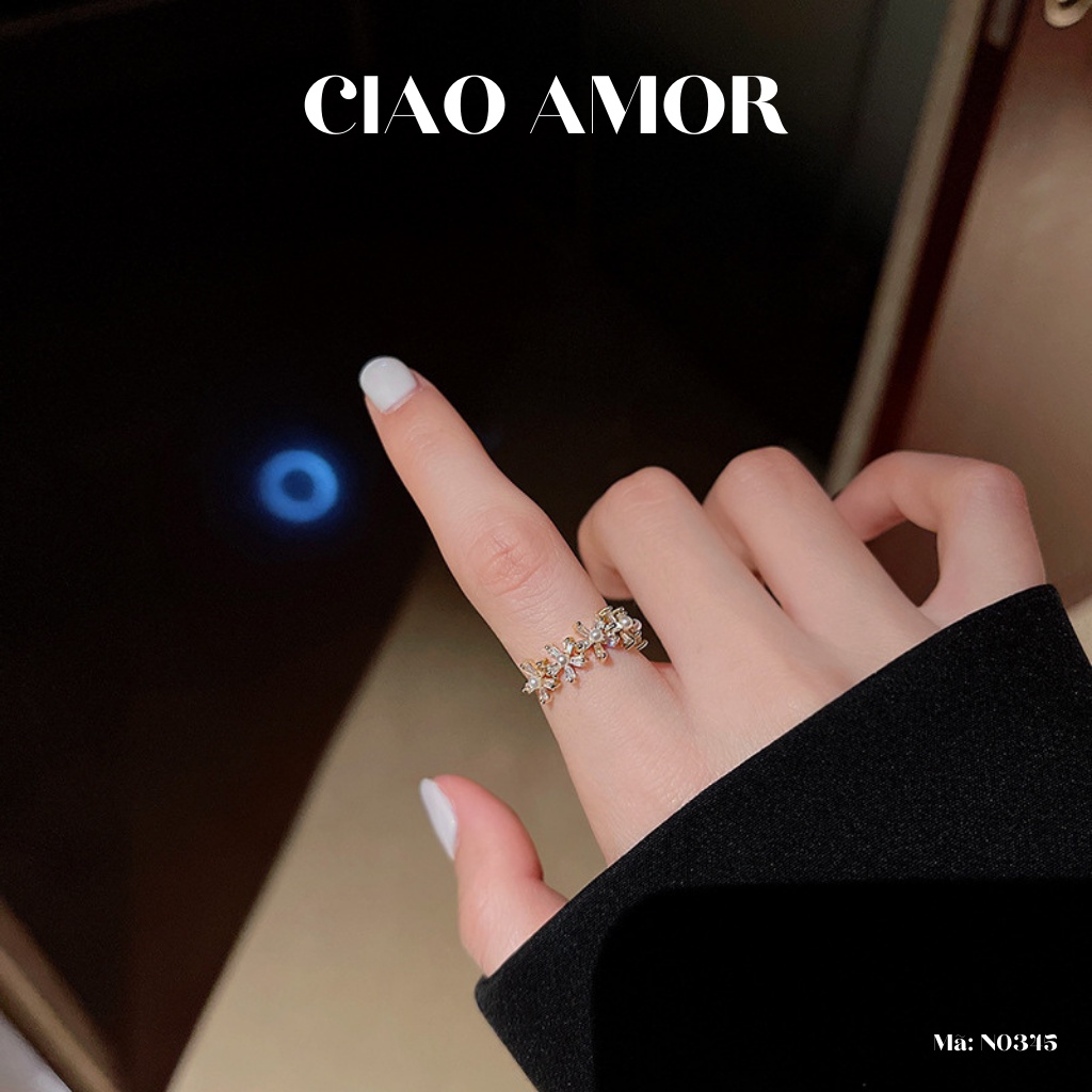Nhẫn nữ, Nhẫn đính hoa trắng vòng dễ thương Trang sức Ciao Amor - N0345