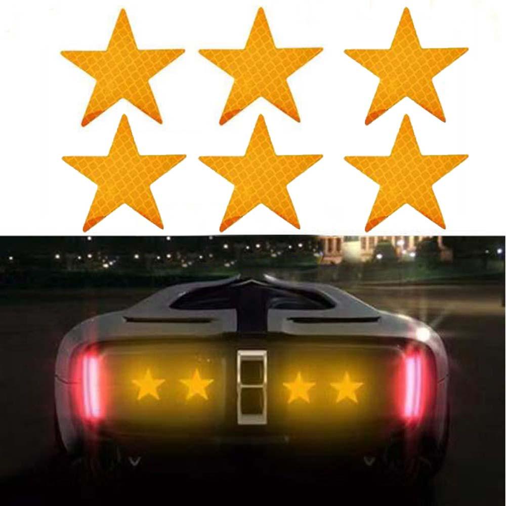 Bộ 6 Miếng Dán Phản Quang Cảnh Báo Hình Ngôi Sao Năm Cánh Trang Trí Xe Hơi / Xe Máy VANES1