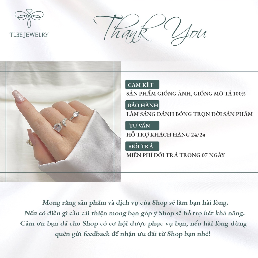 Nhẫn bạc nữ TLEE đính đá sáu chấu viền bằng sang trọng NCJ A0124