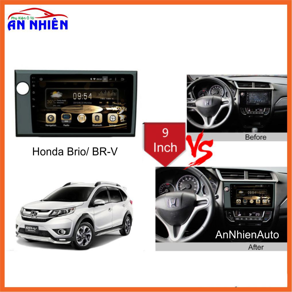 Màn Hình 9 inch Cho Xe BRIO/ BR-V - Màn Hình DVD Android Tặng Kèm Mặt Dưỡng Giắc Zin Cho Honda Brio/ BR-V