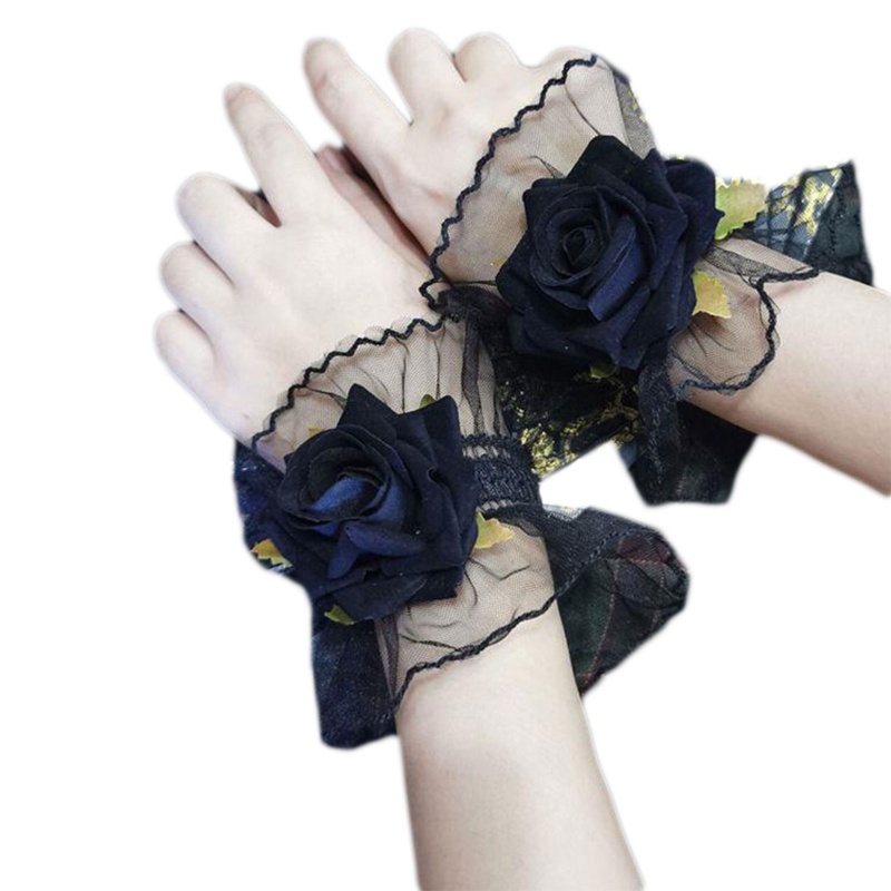 Brroa Băng Đeo Cổ Tay Trang Trí Hoa Hồng Trang Trí Chống Trượt Phong Cách Gothic Lolita