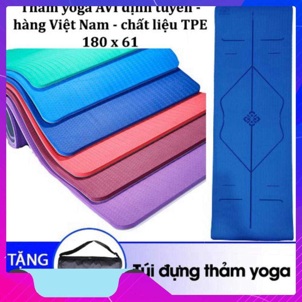 Thảm tập yoga Avi định tuyến chống trơn trượt 2 mặt dày 6mm- chất liệu TPE an toàn