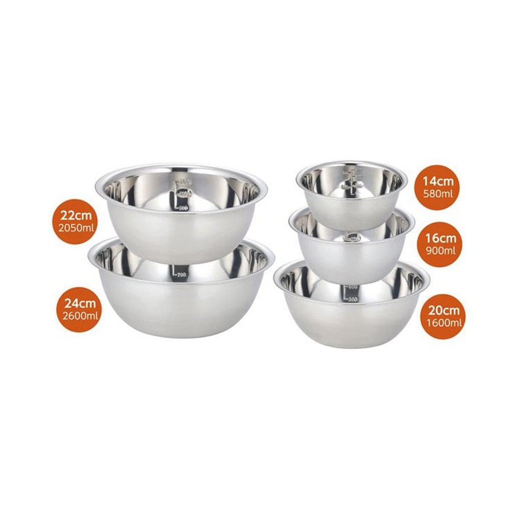 Set 5 tô inox cao cấp Hàng Nhật Chính Hãng