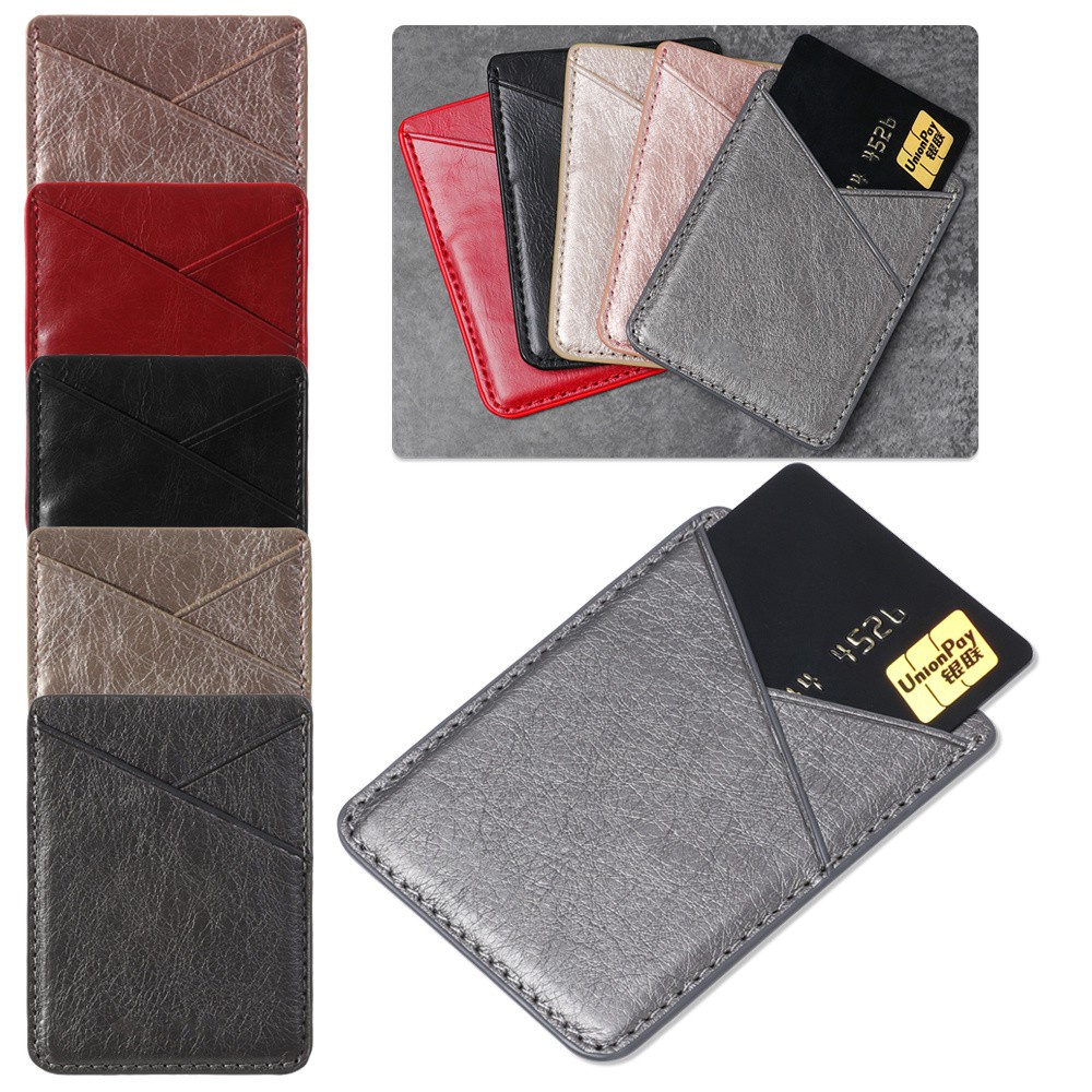 PATH New Cellphone Pocket Universal Wallet Case Card Holder Double-deck Adhesive Sticker Leather Solid Bag Pouch/Multicolor