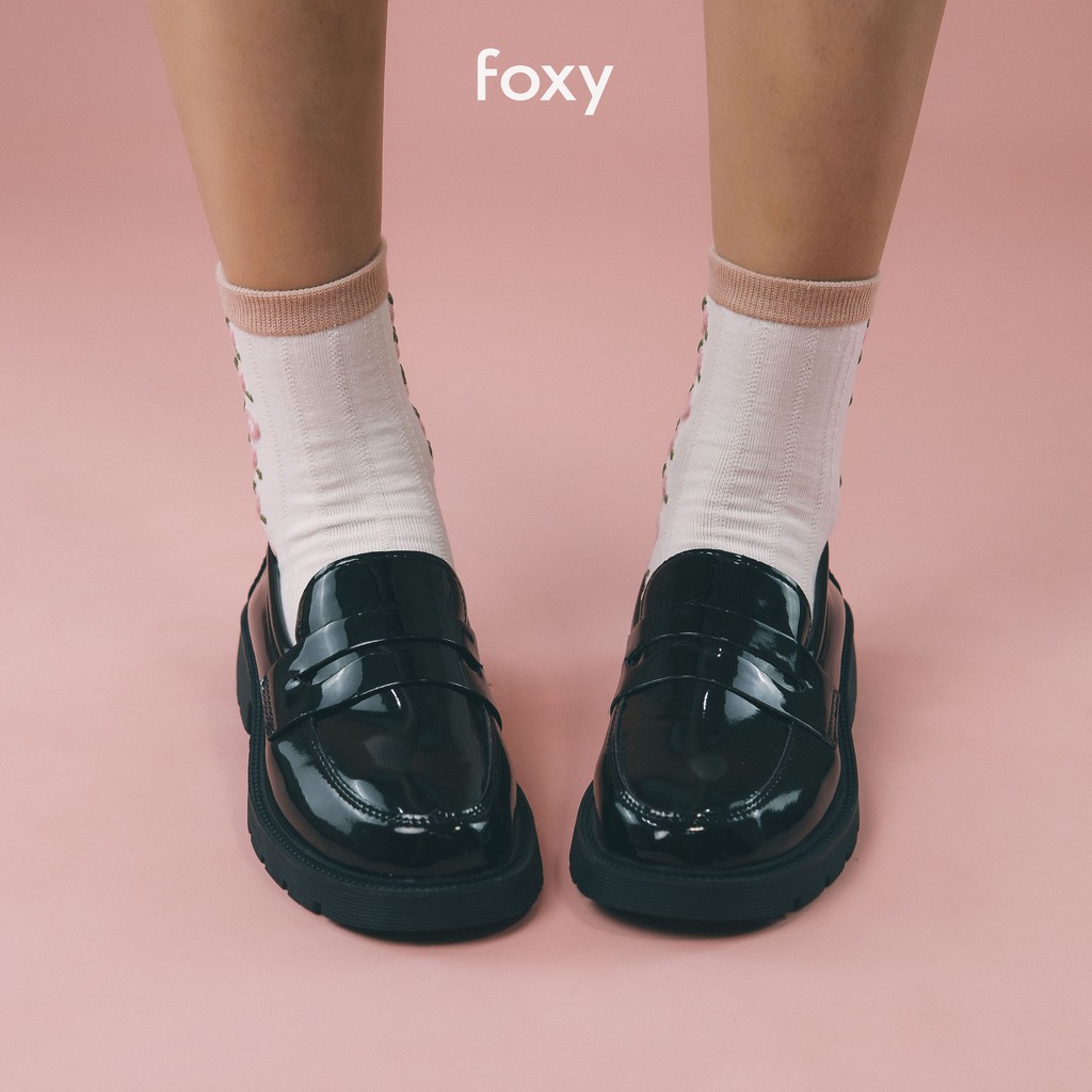 Giày Oxford Nữ FOXY Đen Bóng Chất Liệu Da Tổng Hợp Đế Cao 3cm_FOX019 | BigBuy360 - bigbuy360.vn