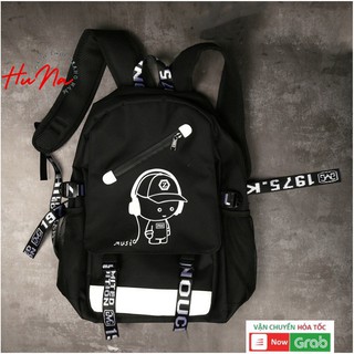 Balo phản quang Huna, balo đi học thời trang chống nước, ngăn chống sốc đựng laptop