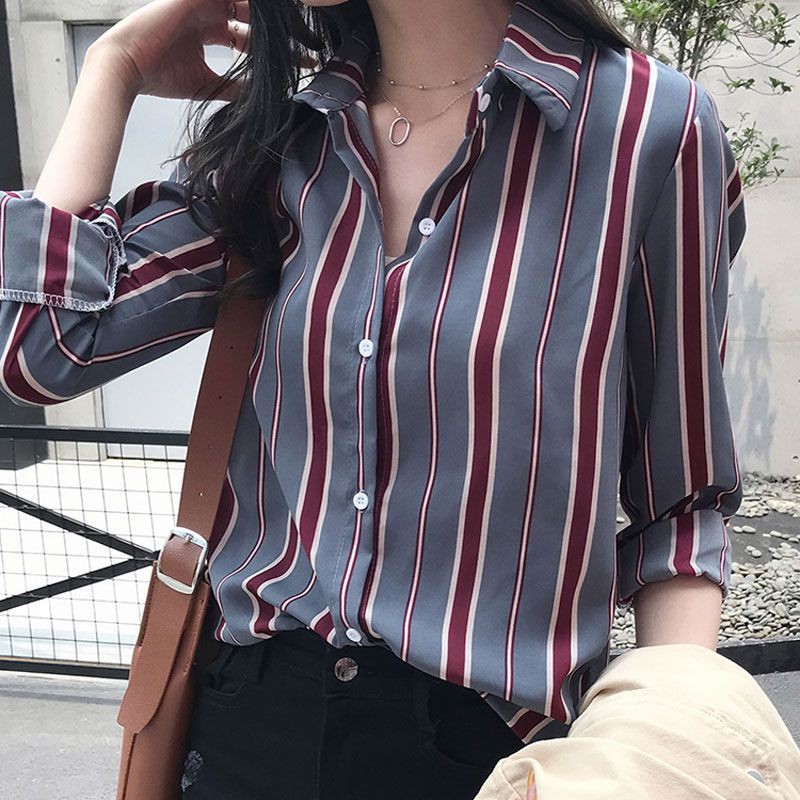 Áo sơ mi kẻ sọc dáng rộng vintage