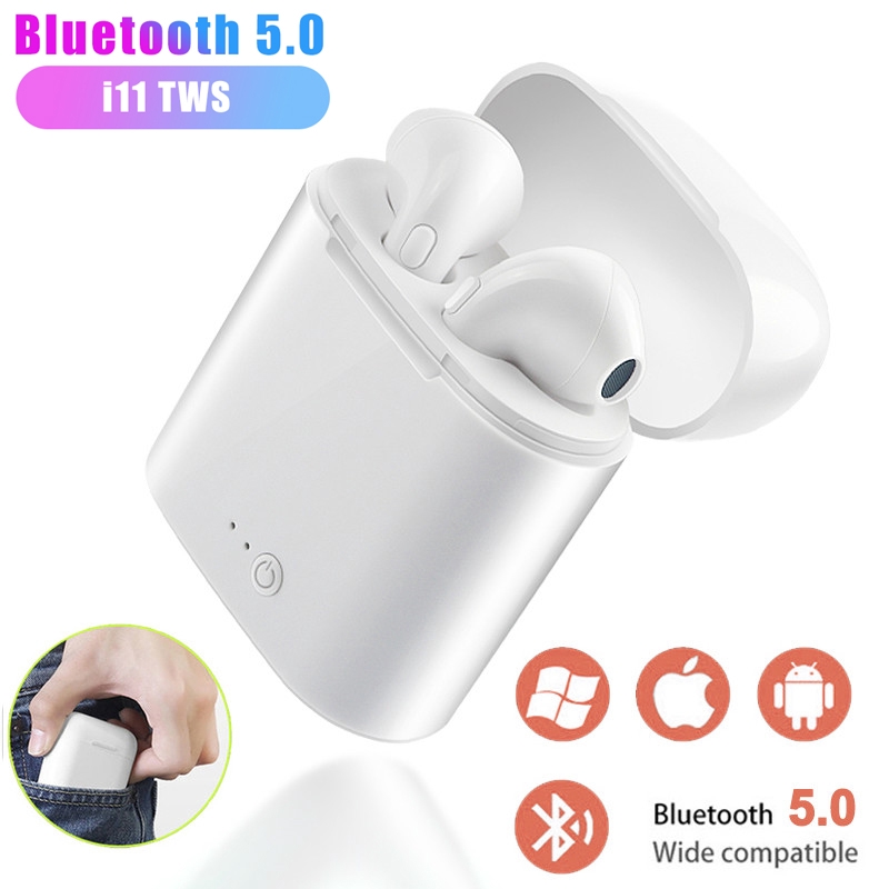 Tai nghe Bluetooth không dây TWS i11 thiết kế tích hợp Microphone cho iPhone Android