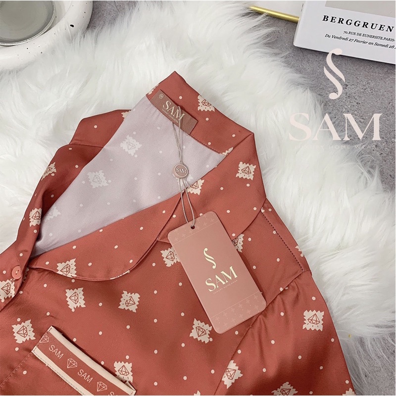 bộ lụa SAM cao cấp ko nhăn siêu đẹp bộ pijama ngắn tay quần dài bộ mặc nhà đẹp bộ ngủ lụa