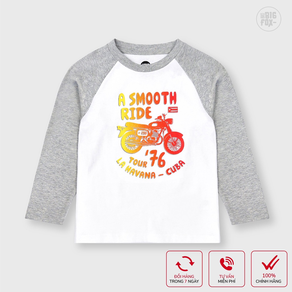 Áo dài tay bé trai BIGFOX - MISS MEOW, áo thu đông cho bé size đại in moto A SMOOTH RIDE 10 - 38 kg