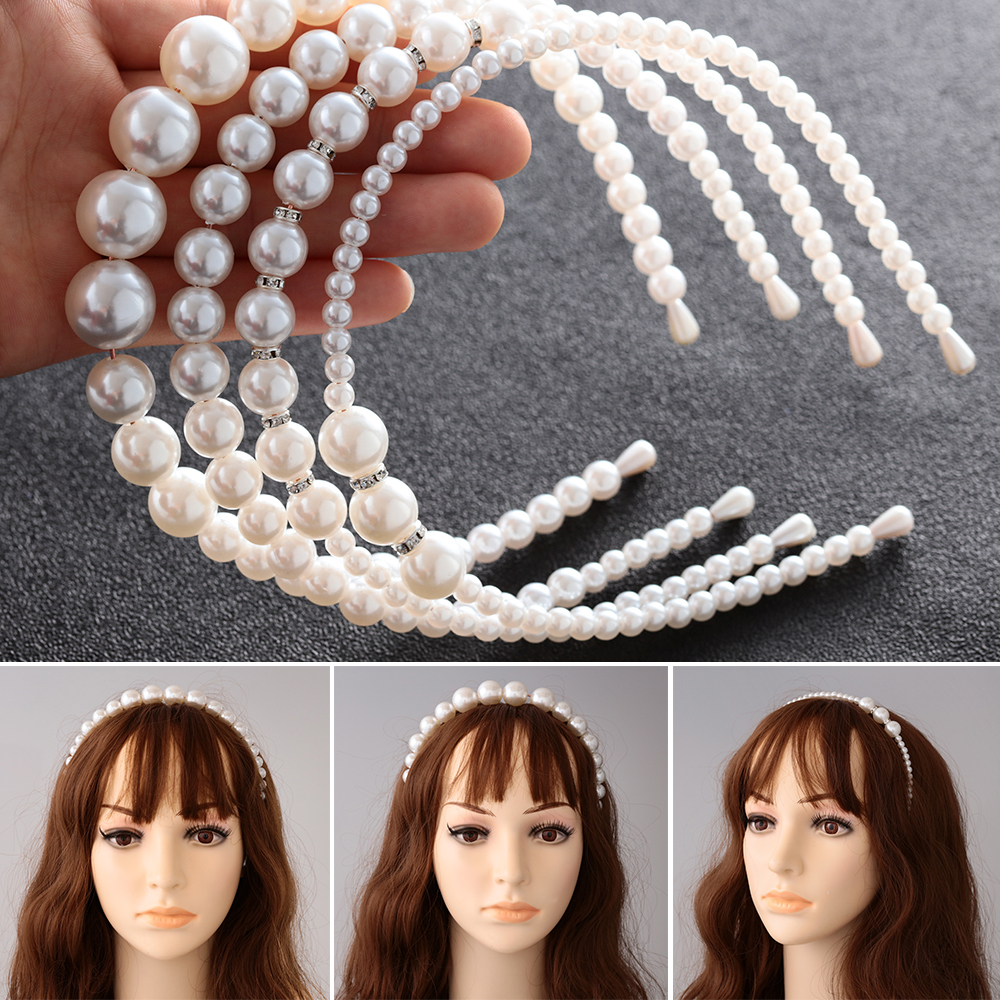 Băng Đô Cài Tóc Đính Ngọc Trai Lớn Sang Trọng Thời Trang Cho Cô Dâu