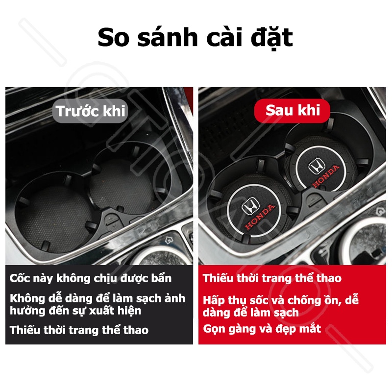 GTIOATO Lót Ly Xe Hơi Chống Trượt Miếng Lót Cốc Xe Ô Tô Miếng Lót Ly Xe Ô Tô Trang Trí NộI ThấT Ô Tô Cho Honda City BRV Civic Jazz Brio CRV Accord HRV Mobilio Odyssey Fit