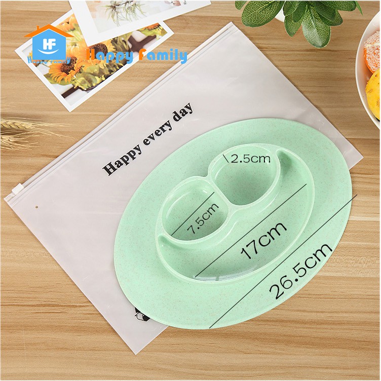 Bộ khay ăn muỗng nĩa mặt cười làm từ sợi lúa mì