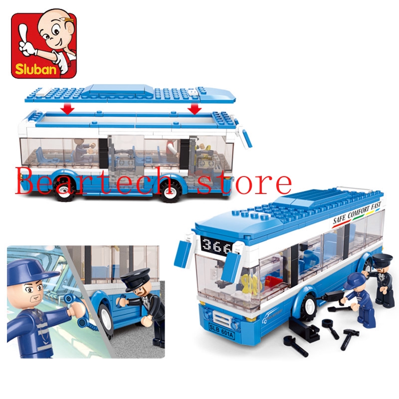 Mô hình lego xe buýt thành phố Sluban 0330 sinh động làm đồ chơi giáo dục bé