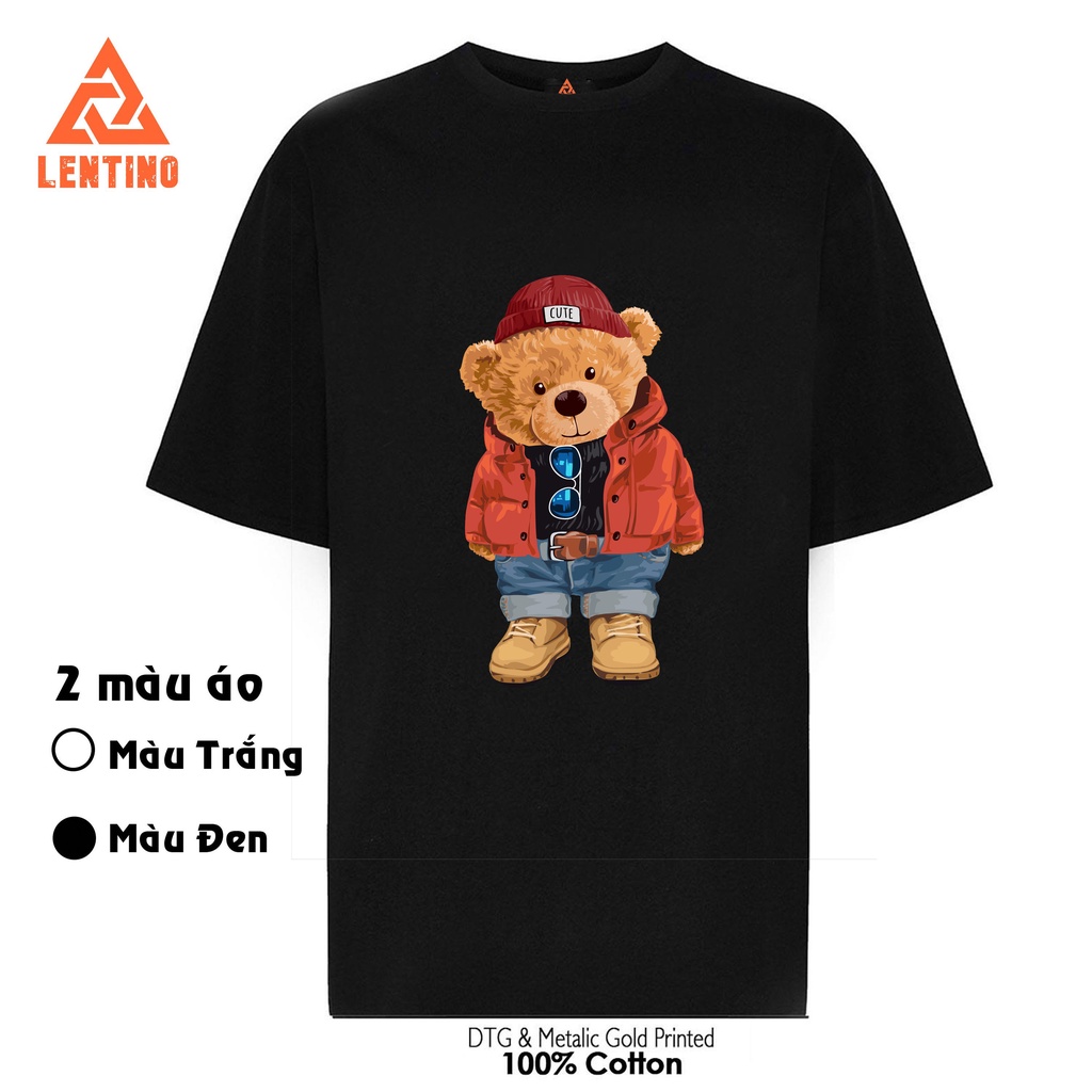 Áo Thun Nam Cổ Tròn aophong.me Họa Tiết teddy Ngắn Tay Thun Có Cổ Chất Cotton Co Giãn form reguler teddy áo phao