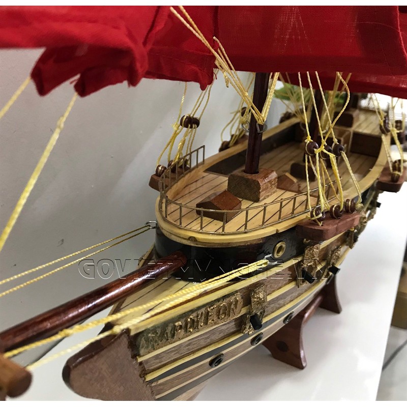[Mô hình chưa lắp ráp] Mô Hình Thuyền Gỗ Napoleon L2 - Buồm Đỏ - Thân 40cm