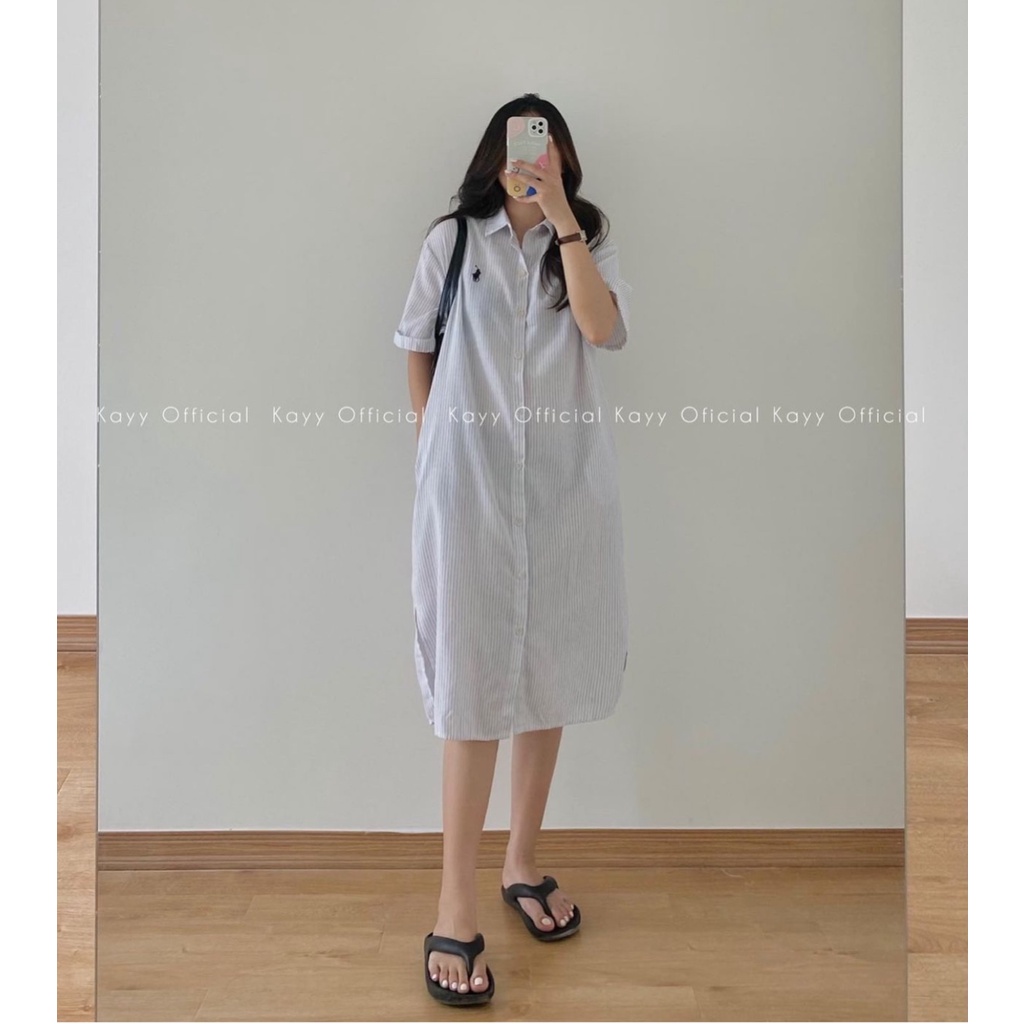 Váy sơ mi dáng dài thêu ngựa siêu hot 2022