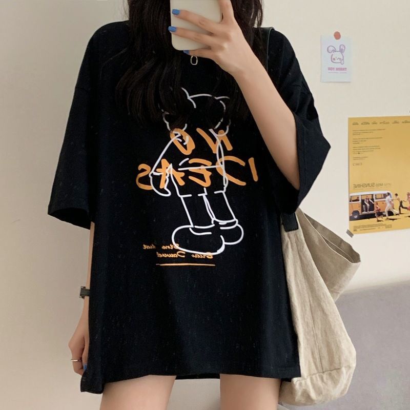 Áo Thun 100% Cotton Dáng Rộng Thời Trang Mùa Hè Hàn Quốc Mới