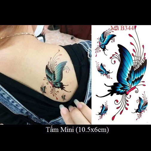 Xăm dán tattoo bướm B344
