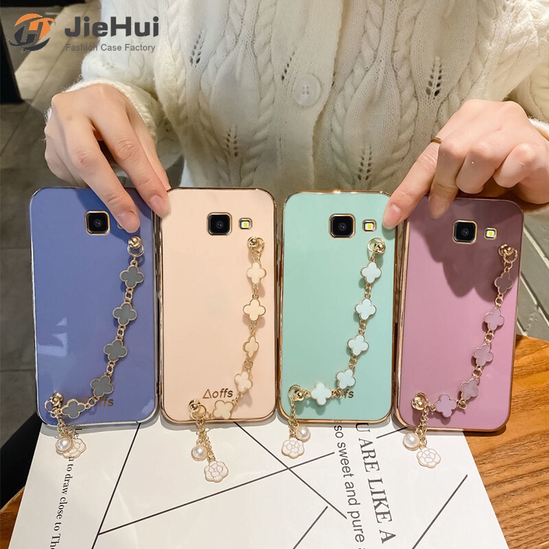 Ốp Điện Thoại TPU Mạ Chrome Có Vòng Đeo Tay Cho Samsung Galaxy J7 Prime / J4 Plus / J6 Plus / J7 Pro / J7 2017 / J2 Prime / J5 Prime