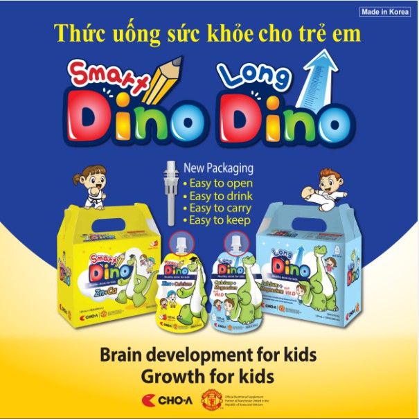 Hộp 10 túi nước uống dinh dưỡng Smart Dino/Long Dino/Strong Dino 120ml