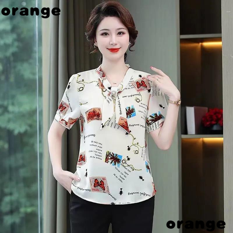 Áo Sơ Mi Chiffon Tay Ngắn Phong Cách Thời Trang Phương Tây Dành Cho Phụ Nữ Độ Tuổi Trung Niên / Mẹ Thời Trang Mùa Hè 2022