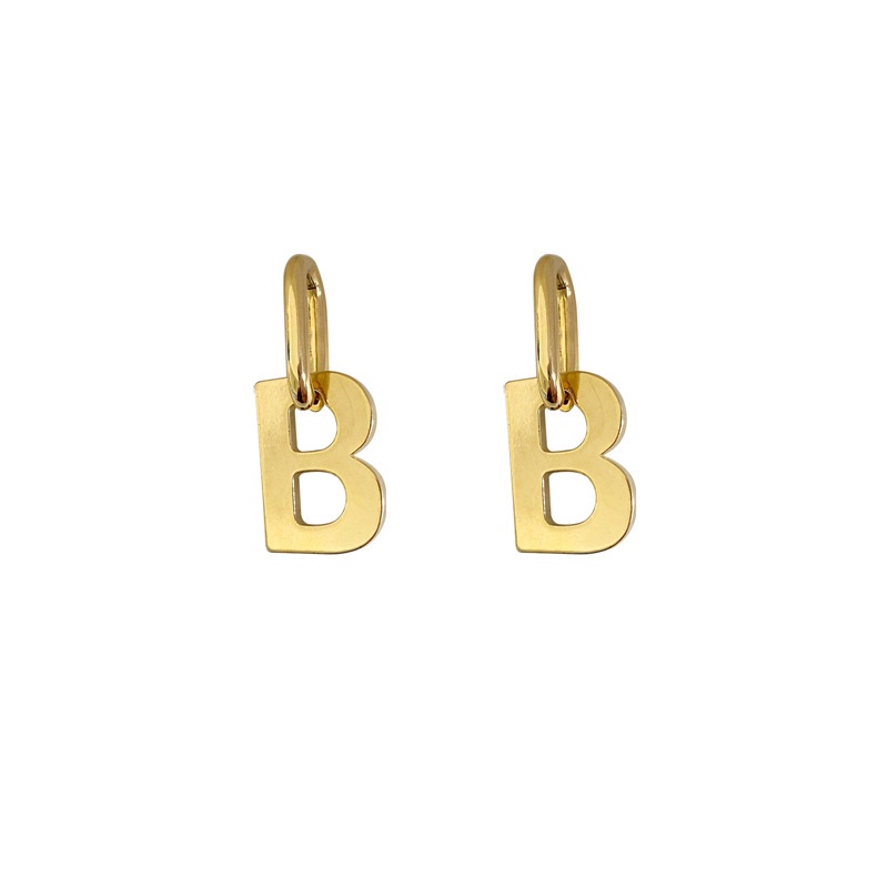 Khuyên Tai Kim Loại Hình Chữ B Đơn Giản Phong Cách Hàn Quốc