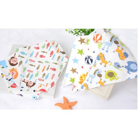 [SẢ KHO] Set 5 Khăn Yếm Tam Giác 100%cotton có cúc bấm cho bé