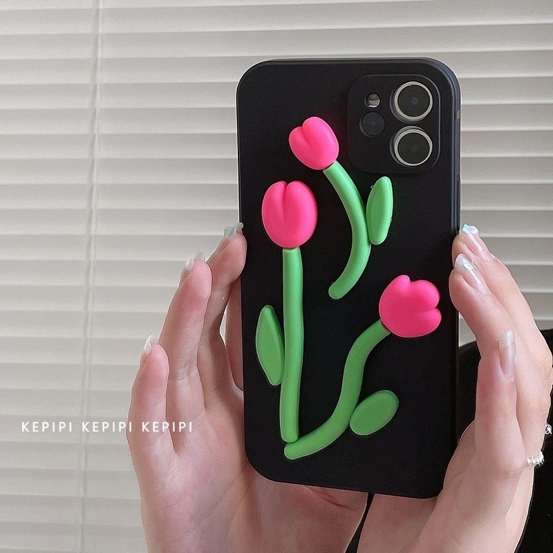 Ốp Điện Thoại Silicone Mềm Họa Tiết Hoa Ba Chiều Phong Cách Hàn Quốc Cho Iphone Xs/8plus xsmax 11 12