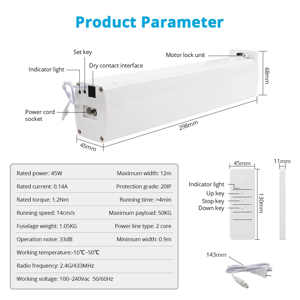 Động cơ rèm thông minh Tuya Zigbee - Motor rèm tự động Tuya, Tương thích Tuya Smart Life, Cần hub Tuya Zigbee để dùng