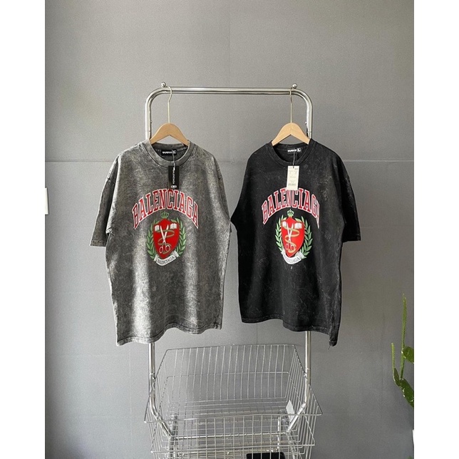 ÁO THUN TAY LỠ WASH BALENCIAGAAA FORM UNISEX NAM NỮ (hình chụp thật)
