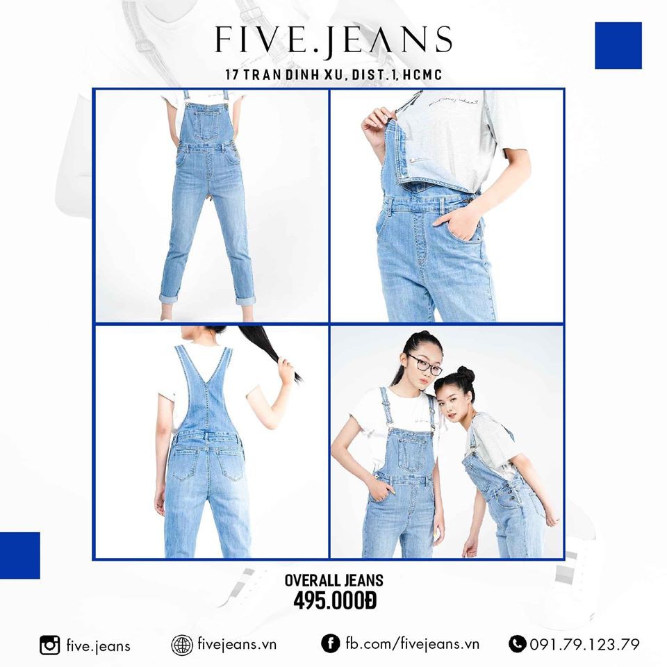 Quần Yếm Overall Jeans nữ cao cấp thương hiệu Five Jeans | BigBuy360 - bigbuy360.vn