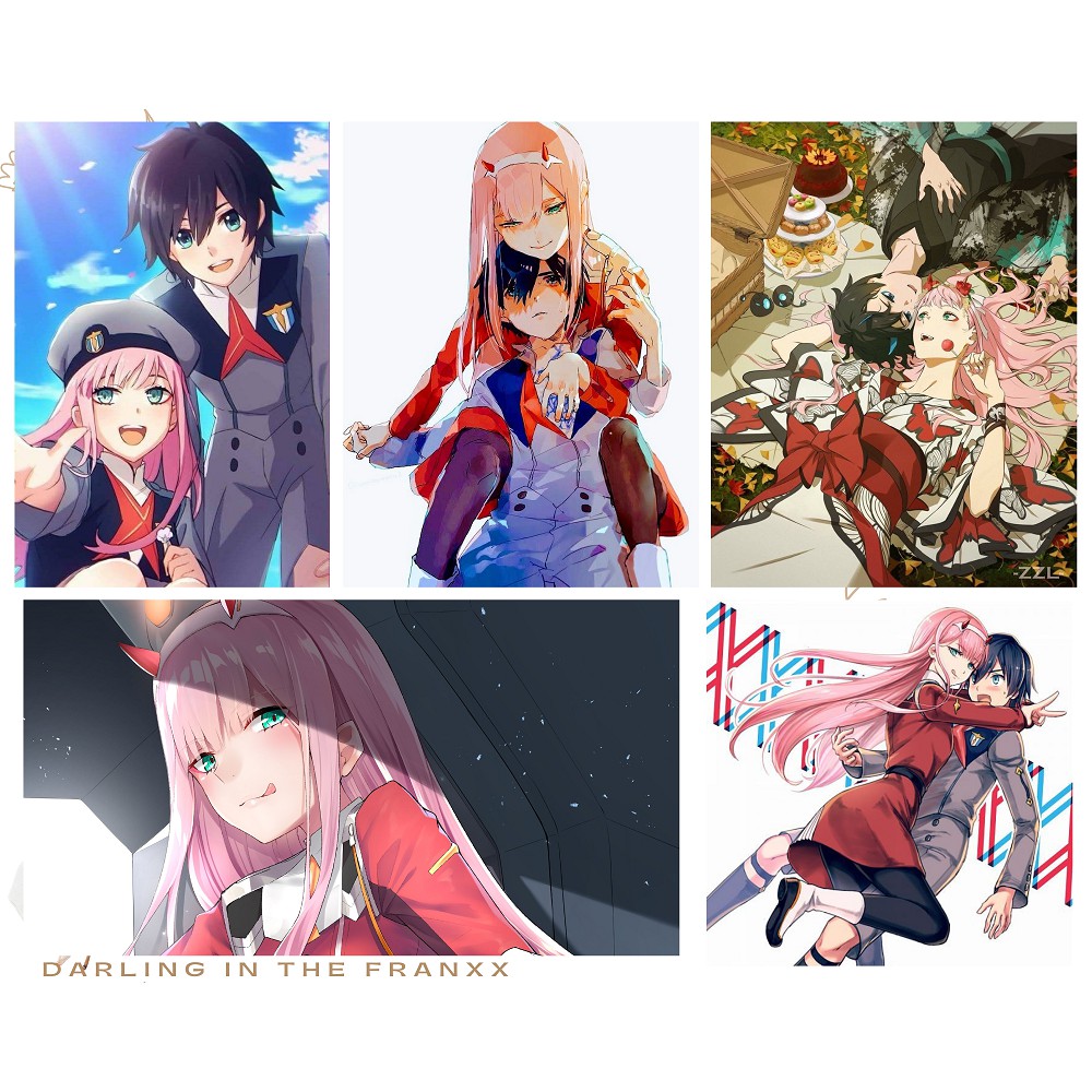 Postcard Darling In The Franxx có dán sticker in hình anime - Quà Tặng