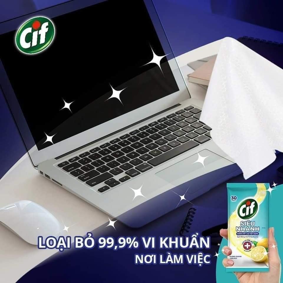 Khăn Ướt Lau Vật Dụng Đa Năng Cif Siêu Nhanh 24 Miếng lau chùi, vệ sinh nhà cửa