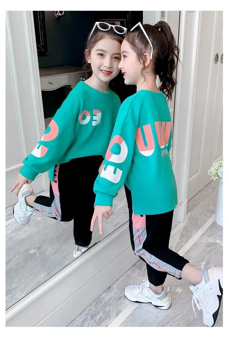 Cotton Girl Children Suit Korean New Autumn Red Children Sports Trendy Style Spring And Autumn