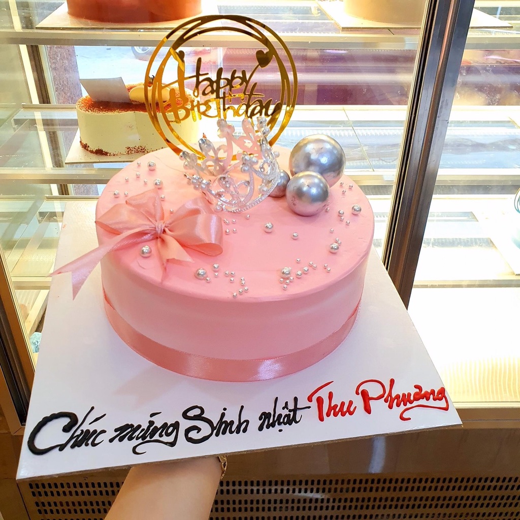 Bánh Gato trang trí màu hồng cho bạn gái siêu đáng yêu, Bánh sinh nhật