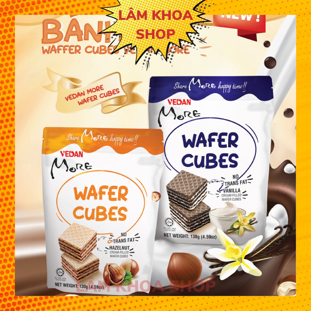 BÁNH XỐP WAFER CUBES VEDAN MORE 130G-MALAYSIA