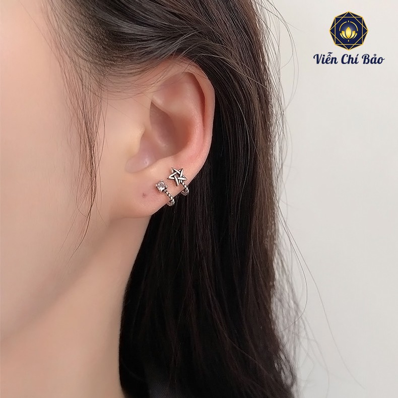 Bông tai bạc nữ Ngôi sao hy vọng chất liệu bạc Thái 925 phong cách trẻ trung cá tính thương hiệu Viễn Chí Bảo B000157
