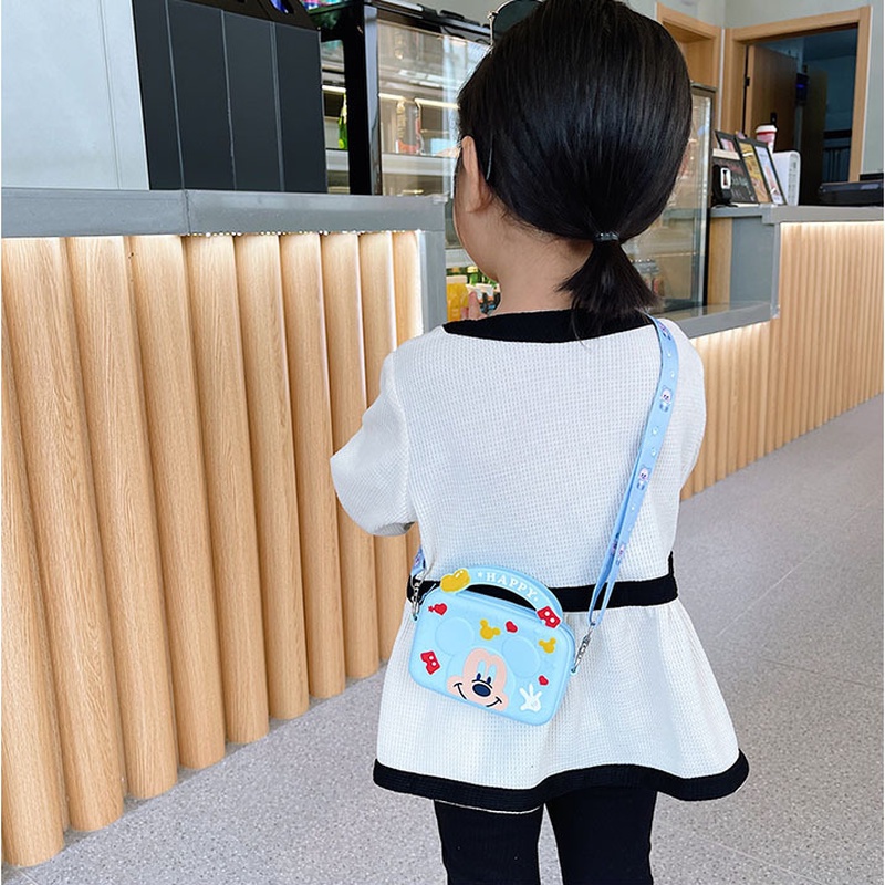 DISNEY Túi đeo chéo hình chuột Mickey Minnie dễ thương cho bé