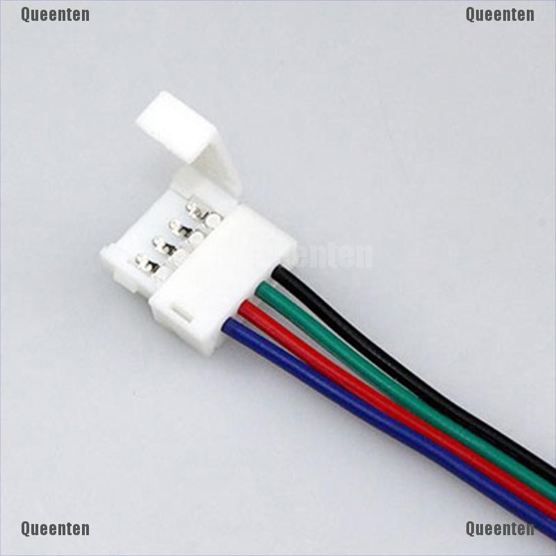 ★Queen★1 PCS 10mm 4 Pin two Connector with Cable For SMD LED 5050 RGB Strip Light