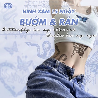 [BƯỚM & RẮN] - Hình xăm tạm thời 15 NGÀY - chống nước, cọ xát BƯỚM & RẮN