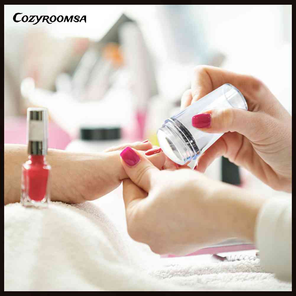 Bộ Dụng Cụ In Hình Móng Tay Nghệ Thuật Bằng Silicone Trong Suốt Kèm Dụng Cụ Nạo