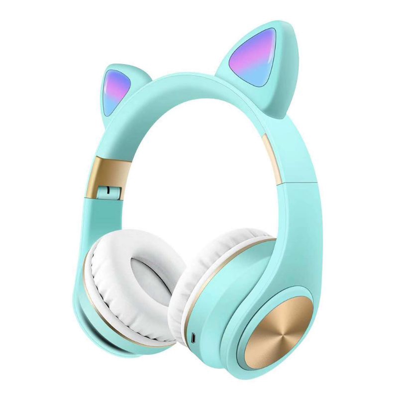 CRE Cat Ear LED Light Wireless Foldable Bluetooth Headphones Flashing Glowing