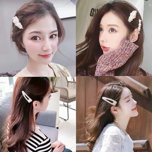 Kẹp tóc nữ đính ngọc trai nhân tạo thời trang siêu xinh kiểu Hàn Quốc kẹp tóc sang chảnh Golmon