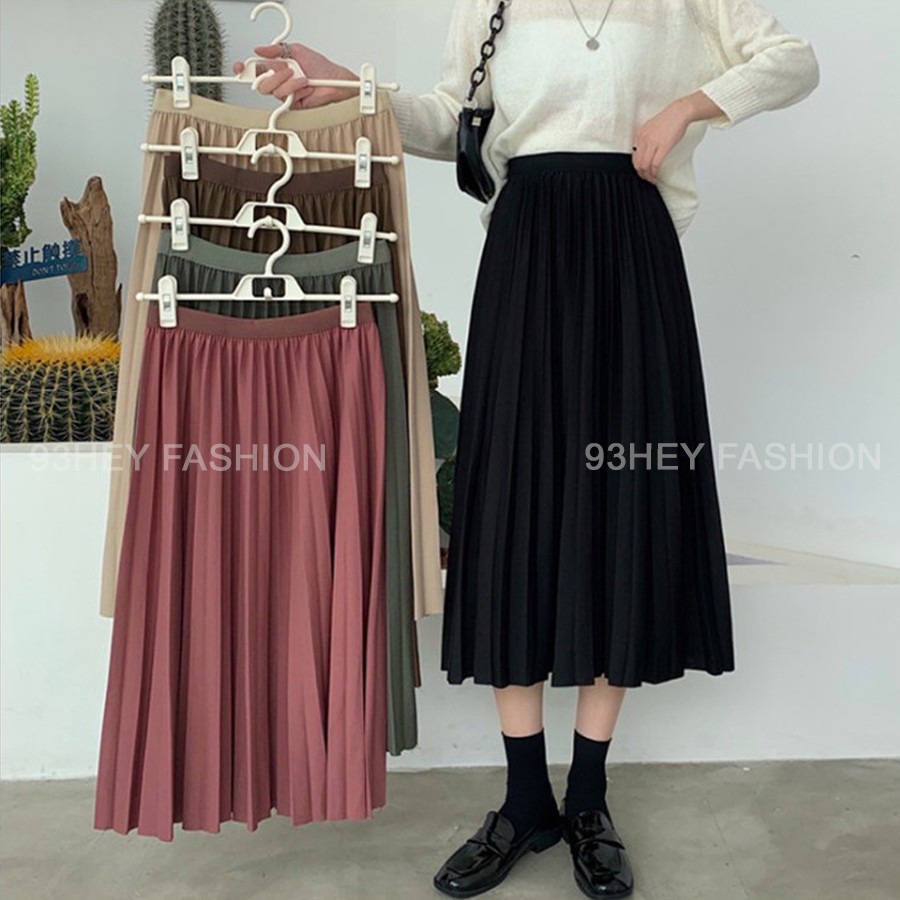 Chân Váy Xếp Ly Dáng Dài Cạp Chun Không Nhũ Bóng Hàng Đẹp Quảng Châu 93HEY CV02 | BigBuy360 - bigbuy360.vn