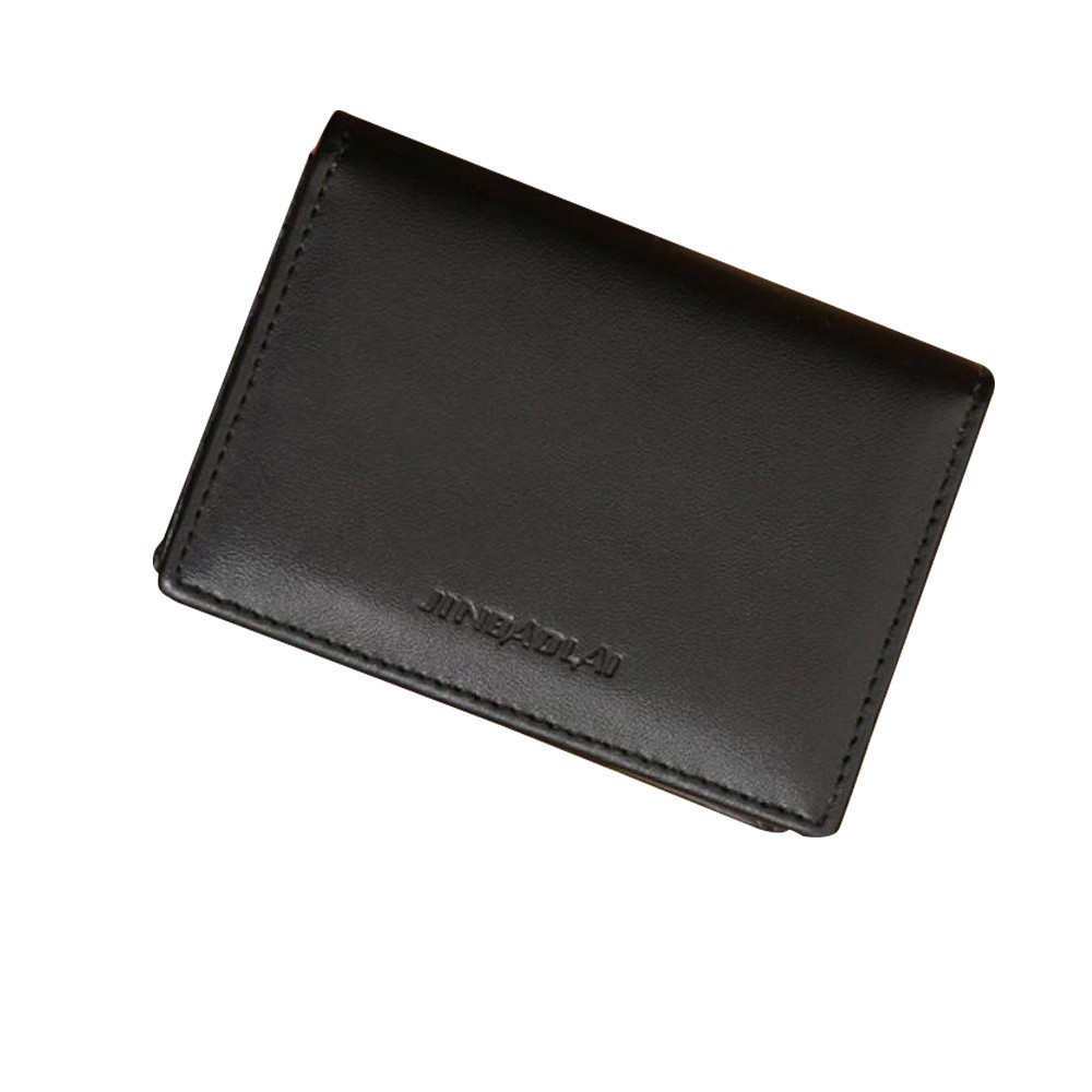 Black Bifold Men &Apos;S Genuine Leather Wallet Money Clip Purse 0đ