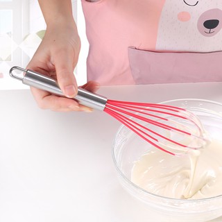 [NHIỀU MÀU] Dụng cụ đánh trứng khuấy bột cầm tay bằng silicon cán inox