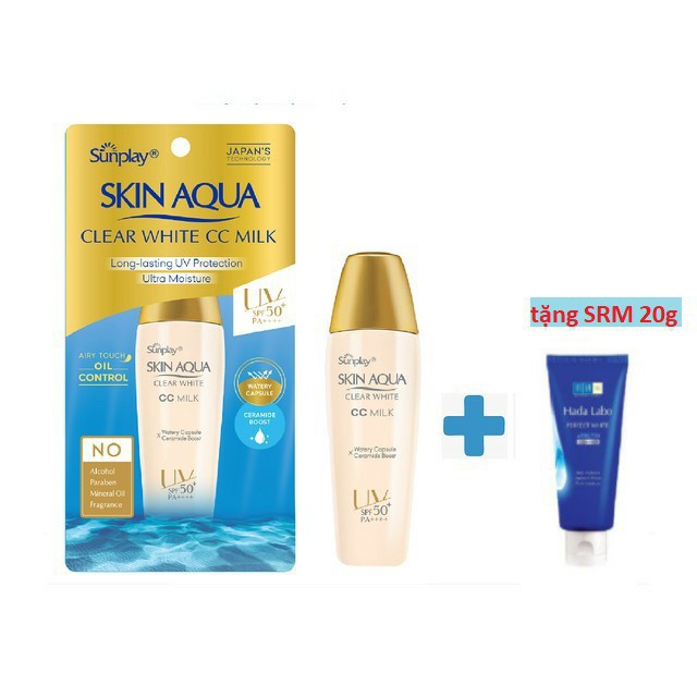 (Mua 1 tặng 1)Sữa chống nắng Sunplay Skin Aqua Clear White CC Milk 25g + Tặng 1 srm  25g